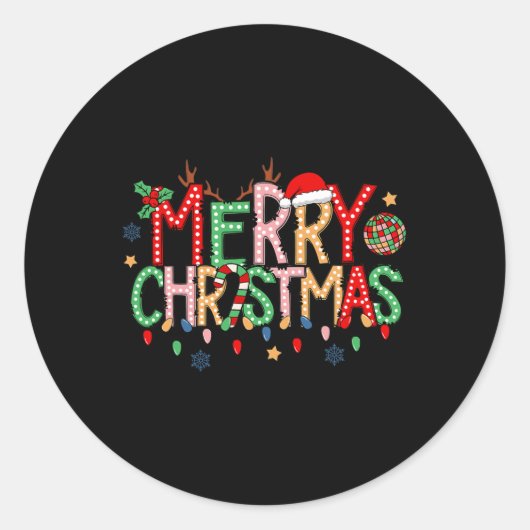 レトロメリークリスマス2024ファミリーマッチングクリスマスPa ラウンドシール (正面)