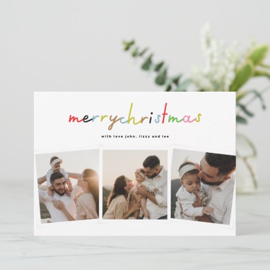 レトロメリークリスマス4フォトコラージュhappy シーズンカード (スタンド正面)
