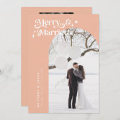 レトロメリーピーチ結婚した&フォトホリデーカード シーズンカード (正面/裏面)