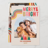 レトロメリーブライトアーチ4フォトクリスマス シーズンカード (正面/裏面)