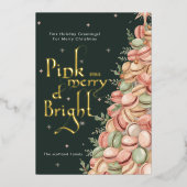 レトロメリー&ピンクウォーターカラーマクロオンズツリー 箔シーズンカード (正面)