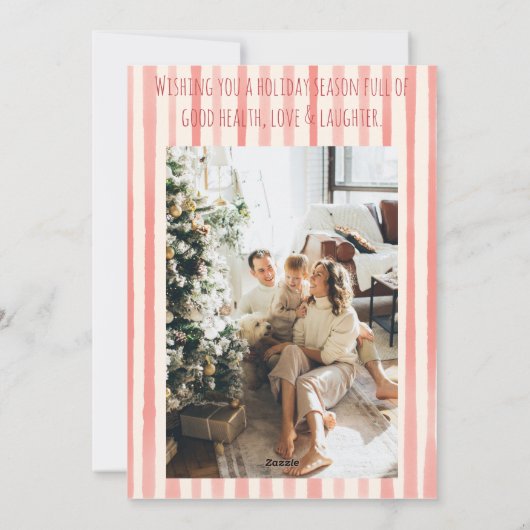 レトロメリー&ブライトレッドストライプクリスマスツリー シーズンカード (裏面)