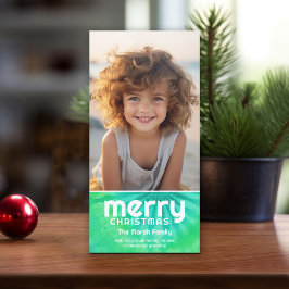 レトロメリー- Tie-Dyeティール（緑がかった色）- 1写真 – 70s Vibe シーズンカード