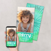 レトロメリー- Tie-Dyeティール(緑がかった色)- 1写真 – 70s Vibe シーズンカード