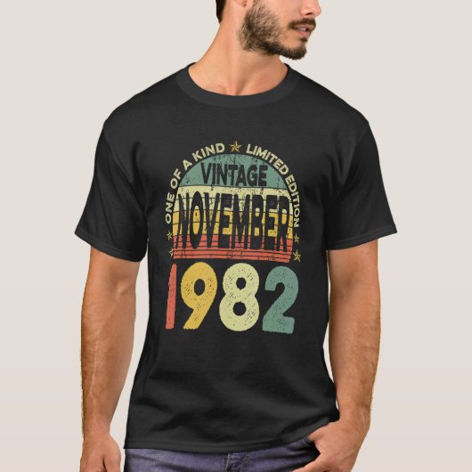 レトロメンズ40歳ヴィンテージ1982年11月40日B Tシャツ (正面)
