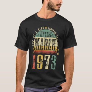 レトロメンズ50歳ヴィンテージ1973年3月50日 Tシャツ