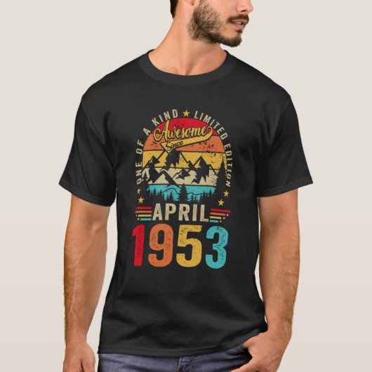 レトロメンズ70誕生日70年4素晴らし月19日 Tシャツ (正面)