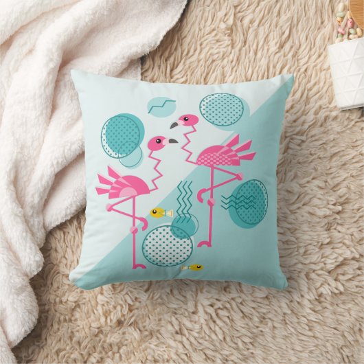 レトロメンフィススタイルピンクフラミンゴススタディオ©️クチン クッション (ブランケット)