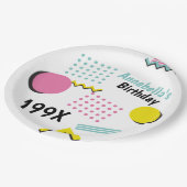 レトロメンフィスパターン90年代テーマパーティー ペーパープレート (アングル)