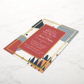 レトロメンフィス幾何ブライダルシャワー 箔招待状 (回転した状態)