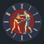 レトロメンボクシング ラージ壁時計<br><div class="desc">この時計はレトロなイラストレーション2人の男性ボクシングだ。</div>