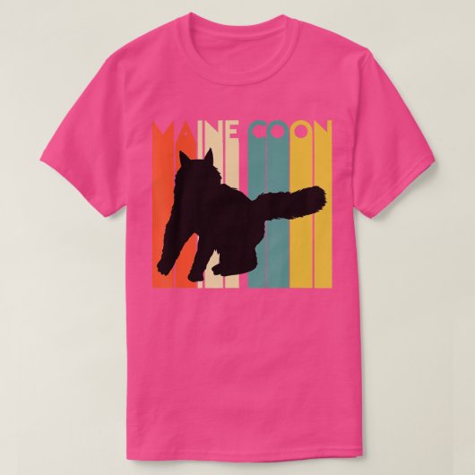 レトロメーヌクーンキャットシルエットカッコいいネコ猫ロー Tシャツ (デザイン正面)