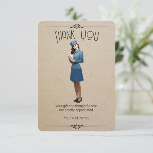 レトロメールキャリアパーソナライズされたサンキューカード サンキューカード (スタンド正面)