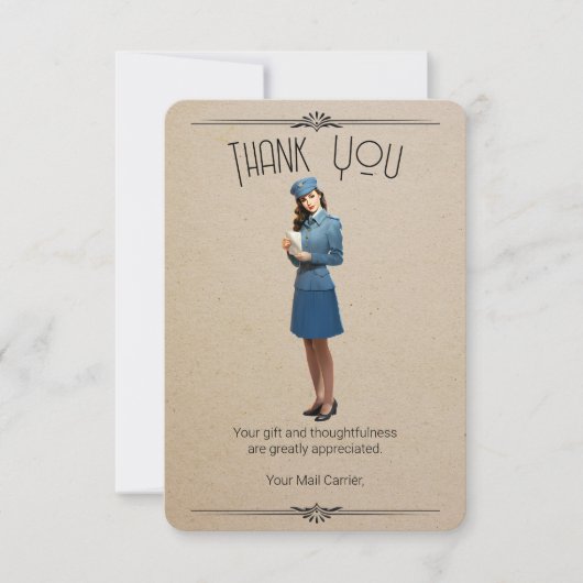 レトロメールキャリアパーソナライズされたサンキューカード サンキューカード (正面)