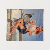 レトロメールボックスピンナップガール タペストリー (正面(横))