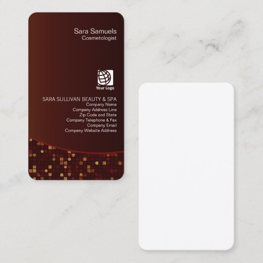 レトロモザイクパターン美容師名刺 名刺 (正面/裏面)