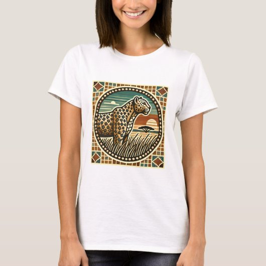 レトロモザイクTシャツのロゴ Tシャツ (正面)