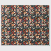 レトロモストンボ花の模様 ラッピングペーパー (フラット)