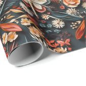 レトロモストンボ花の模様 ラッピングペーパー (ロールコーナー)