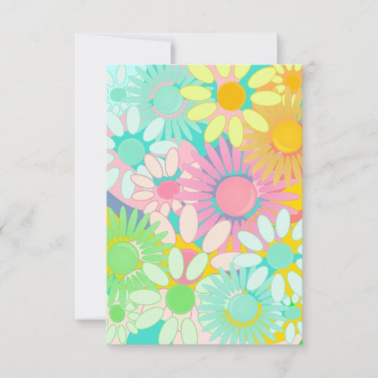 レトロモダンお尻1960年代1970年代のフローラパーティー 招待状 (正面)