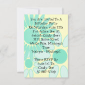 レトロモダンお尻1960年代1970年代のフローラパーティー 招待状 (裏面)