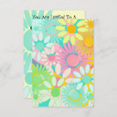 レトロモダンお尻1960年代1970年代のフローラパーティー 招待状 (正面/裏面)