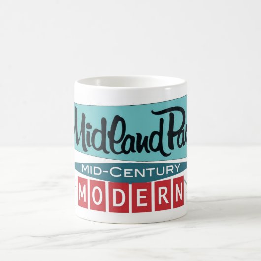 レトロモダンお祝いマグブライトホワイト11オズ コーヒーマグカップ (中央)