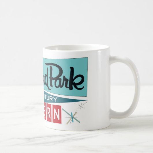 レトロモダンお祝いマグブライトホワイト11オズ コーヒーマグカップ (右)