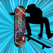 レトロモダンかわいいパーソナライズされた家族の犬 スケートボード