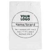 レトロモダンなビジネスまたはブランドの連絡先情報 ミディアムペーパーバッグ (正面)