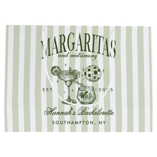 レトロモダンなマルガリータとマトリモニー ストライプ バッチ ラージペーパーバッグ (裏面)