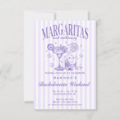 レトロモダンなマルガリータとマトリモニー ストライプ バッチ 招待状 (正面)