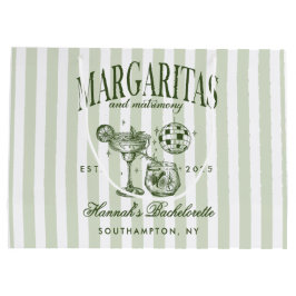 レトロモダンなマルガリータとマリッジ ストライプ バッチ ラージペーパーバッグ