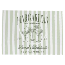 レトロモダンなマルガリータとマリッジ ストライプ バッハ ラージペーパーバッグ