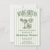 レトロモダンなマルガリータと結婚 ストライプのバッチ 招待状 (正面)