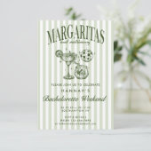 レトロモダンなマルガリータと結婚 ストライプのバッチ 招待状 (スタンド正面)
