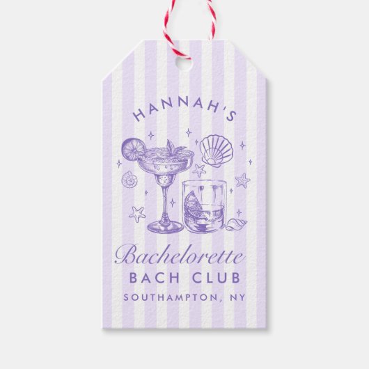 レトロモダンなマルガリータと結婚 ストライプ バッハ ギフトタグ (正面)