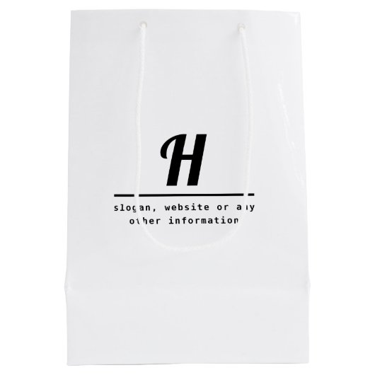 レトロモダンなモノグラム & 企業（またはその他）情報 ミディアムペーパーバッグ (裏面)