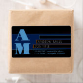 レトロモダンなモノグラム & 編集可能な図形と色 ラベル (インサイチュ)