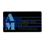 レトロモダンなモノグラム & 編集可能な図形と色 ラベル (正面)