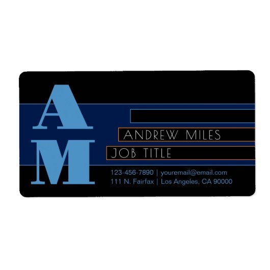 レトロモダンなモノグラム & 編集可能な図形と色 ラベル (正面)