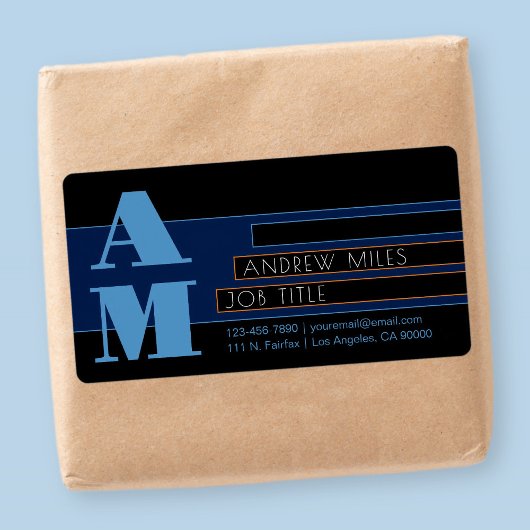 レトロモダンなモノグラム & 編集可能な図形と色 ラベル