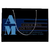 レトロモダンなモノグラム & 編集可能な図形と色 ラージペーパーバッグ (裏面)