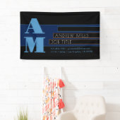 レトロモダンなモノグラム & 編集可能な図形と色 横断幕 (インサイチュ)