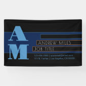 レトロモダンなモノグラム & 編集可能な図形と色 横断幕 (横)