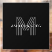 レトロモダンな名前/編集可能なイニシャル 黒とグレー ウィンドウサイン (シート2)