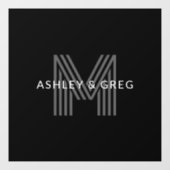 レトロモダンな名前/編集可能なイニシャル 黒とグレー ウィンドウサイン (シート)