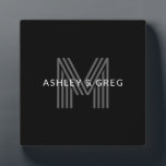 レトロモダンな名前/編集可能なイニシャル 黒とグレー フォトプラーク<br><div class="desc">スタイリッシュでカスタマイズ可能なレトロモダンイニシャル、自由に編集してください!</div>