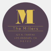レトロモダンな姓リターンアドレス&イニシャルマーク ラウンドシール (正面)