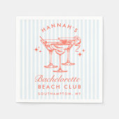 レトロモダンな独身最後の夜の青い紙ナプキン スタンダードカクテルナプキン (正面)